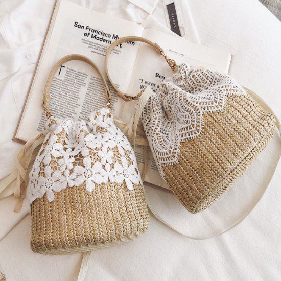 【取寄】かごバック ショルダーバッグ 斜めがけバッグ 肩掛けバッグ レディース ショルダーかごバック 斜めがけかごバック ハンドバッグ 手提げバッグ 夏 新作 コンパクト ミニ 小さめ 大人 おしゃれ かわいい 大人 2way 夏バッグ レース 透け感 涼しげ 花 フラワーモチーフ