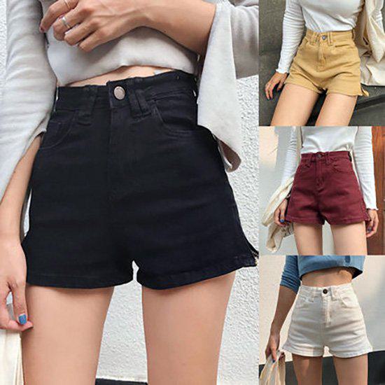 【取寄】パンツ レディース ショートパンツ デニム ジーンズ ジーパン 大きいサイズ ズボン 短パン ボトムス デニムパンツ カジュアル ハイウェスト 美脚 脚長効果 短パン ホットパンツ セクシー エロ おしゃれ かわいい シンプル 無地 夏 新作 シンプル 無地 スリット 白 黒