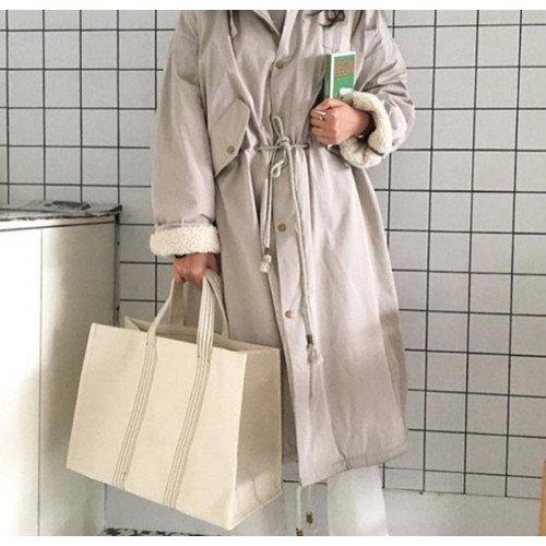 【取寄】バッグ ハンドバッグ レディース レディースバッグ 大容量バッグ ビッグバッグ エコバッグ トラベルバッグ キャンバス ライン使い カラー配色 ベーシック シンプル 使いやすい かわいい おしゃれ お出かけ デート ディナー デイリー ママコーデ 無地 きれいめ 高見え