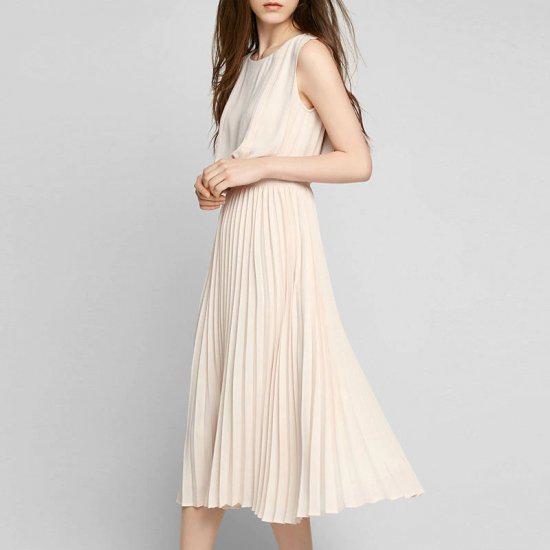 Rakuten - 【取寄】ロングワンピース 春 ノースリーブ レディース ワンピース ミモレ丈 大人 プリーツスカート 大きいサイズ 春夏 春服 大きい かわいい お洒落 お出かけ デート ディナー デイリー ママコーデ シンプル 無地 きれいめ 高見え 高級感 上品 結婚式 二次会 パーティー