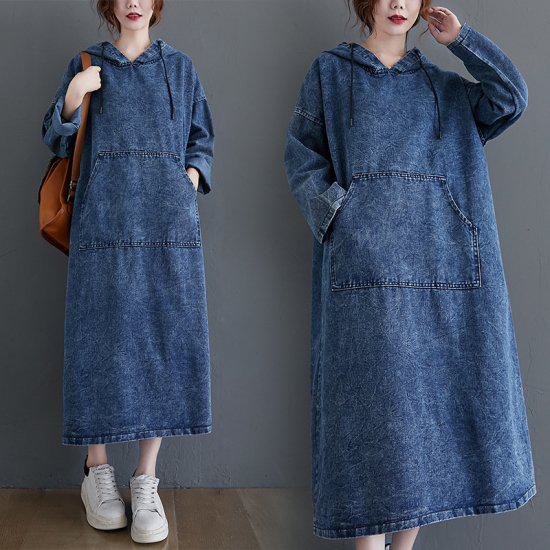 【取寄】ロングワンピース 大きいサイズ 春 夏 ワンピース ロング パーカー 長袖 デニム レディース トップス マキシワンピース かわいい おしゃれ お出かけ デート デイリー ママコーデ シンプル 無地 綺麗め 高見え 高級感 上品 カジュアル ゆったり 楽ちん リラックス