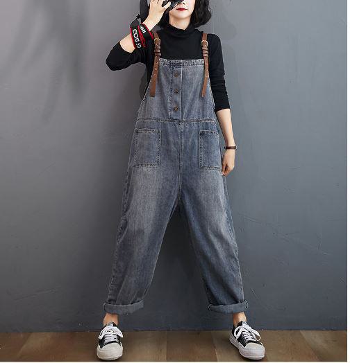 【取寄】サロペット サロペットデニム デニム オールインワン パンツ スカート レディース 大きいサイズ かわいい おしゃれ カジュアル オーバーオール ゆったり サルエルパンツ 大人可愛い お出かけ きれいめ ワイド ロング ゆったり目 体型カバー ブルーデニム ずぼん M L