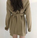【取寄】ニット セーター Vネック ウエストリボン ニット 2way セーター 秋冬 冬スペシャルセール かわいい お洒落 お出かけ デート ディナー デイリー ママコーデ シンプル 無地 きれいめ 高見え 高級感 上品 オフィスカジュアル カジュアル スタイルアップ カーキ グレー(4)