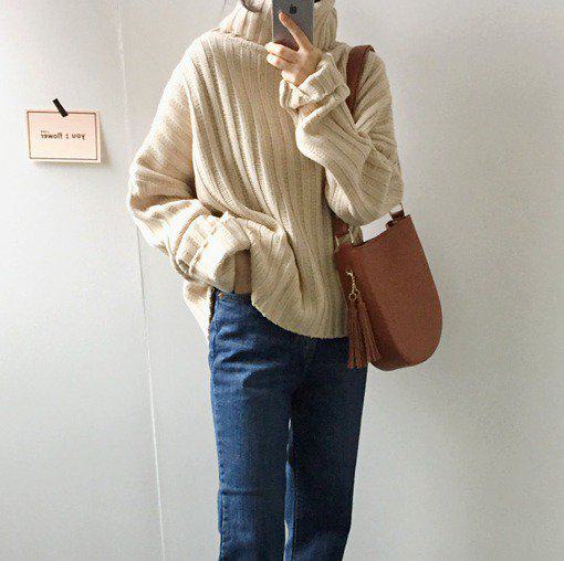 リブニットセータートップスリブニッ...