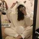【取寄】ルームウェア パジャマ 上下セット おうち時間 部屋着 フード付き ボア フリース もこもこ 秋冬 冬スペシャルセール おうち おうちコーデ シンプル ...