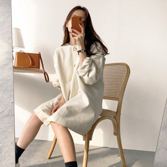 【取寄】ミニワンピース ミニ ワンピース ボリュームスリーブ 体型カバー ミニワンピ ゆったり 秋冬 冬スペシャルセール 可愛い おしゃれ お出かけ デート ディナー デイリー シンプル 無地 きれいめ 高見え 高級感 カジュアル ドロップショルダー 大人女子 ボタンデザイン