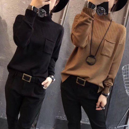 ニットセーターハイネックタートルネ...