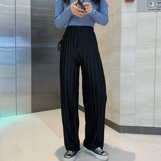 乐天商城 - 【取寄】パンツ ワイドパンツ イージーパンツ レディース ボトムス プリーツ ハイウエスト ウエストゴム ワイドレッグ 秋冬 新作 秋服 冬服 sale ゆったり かわいい おしゃれ お出かけ デート デイリー 通勤 通学 オフィスカジュアル きれいめ 上品 高見え 高級感 ゆるかわ