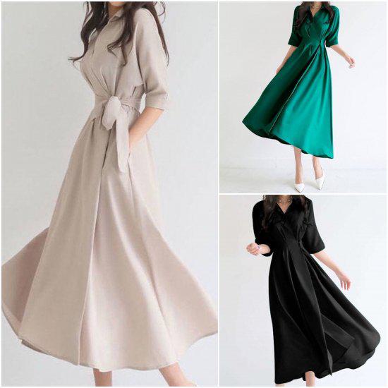 【取寄】ロングワンピース レディース ワンピース ロング ミモレ丈 七分袖 大人 上品 綺麗め パーティー お呼ばれ 二次会 ドレス 高級感 高見え 可愛い おしゃれ デート ディナー デイリー 通勤 OL 大人女子 女子会 カシュクール風 オフィスカジュアル 大人カジュアル