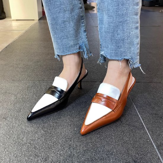 【取寄】パンプス レディース 靴 シューズ スリングバック ポインテッドトゥ 美脚 脚長 シンプル 無地 ..