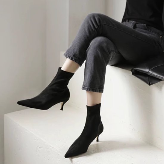 【取寄】ショートブーツ レディース 靴 シューズ ソックスブーツ スリム ポインテッドトゥ スティレッ..