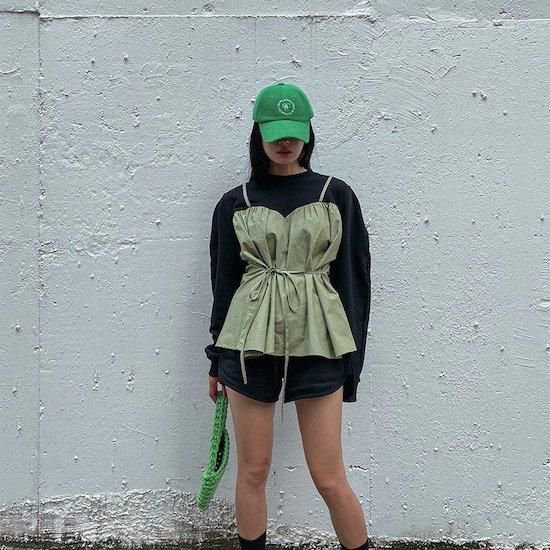 【取寄】トレーナー レディース ビスチェドッキング ビスチェ キャミ ペプラム トップス キャミソール ..