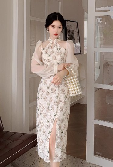 レディース 夏 チャイナ ドレス エレガント ワンピース 撮影 衣装 ダーク グリーン 中華風 民族風 古風 レトロ ロング ハイエンド レーヨン ジャカード