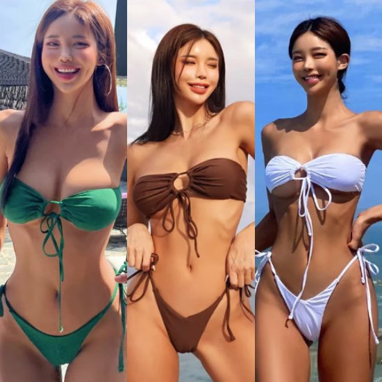 【取寄】水着 レディースファッション バンドゥビキニ セパレートビキニ スプリットビキニ ちら魅せ セクシー 美胸効果 フロントリボン サイドリボンショーツ 大人可愛い お洒落 綺麗め 上品 韓国風 20代