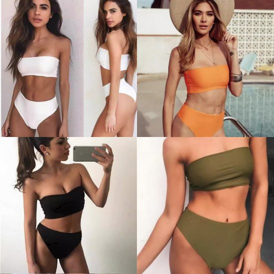 【取寄】水着 レディースファッション セパレートビキニ バンドゥビキニ セットアップ ハイウエスト 体型カバー 美尻 バストアップ 美胸 大人可愛い お洒落 セクシー シンプル カジュアル 韓国風 20代
