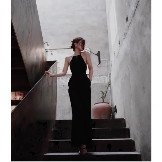 【取寄】結婚式ドレス パーティー レディースファッション パンツドレス ジャンプスーツ ノースリーブ ホルターネック バックシャン ハイウエスト 体型カバー カッコいい お洒落 綺麗め 上品 韓国風 20代