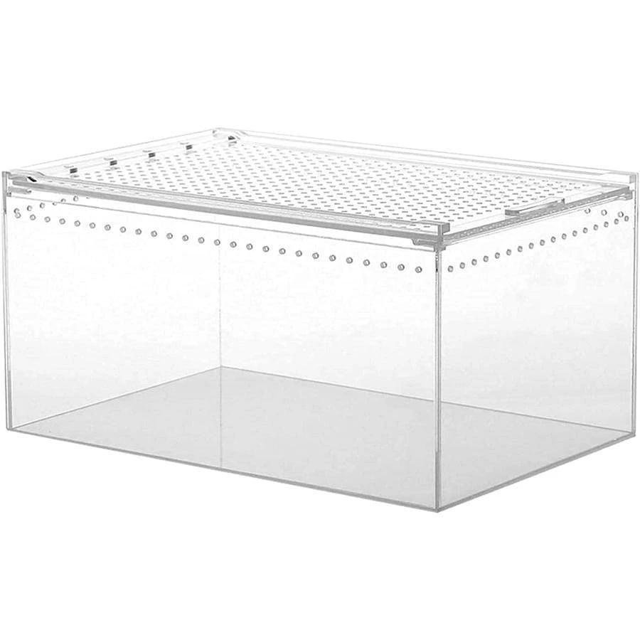 給餌ケージ 飼育ケース 透明アクリル 飼育ボックス 給餌箱 爬虫類 両生類 通気性 脱走防止 カバースラ..