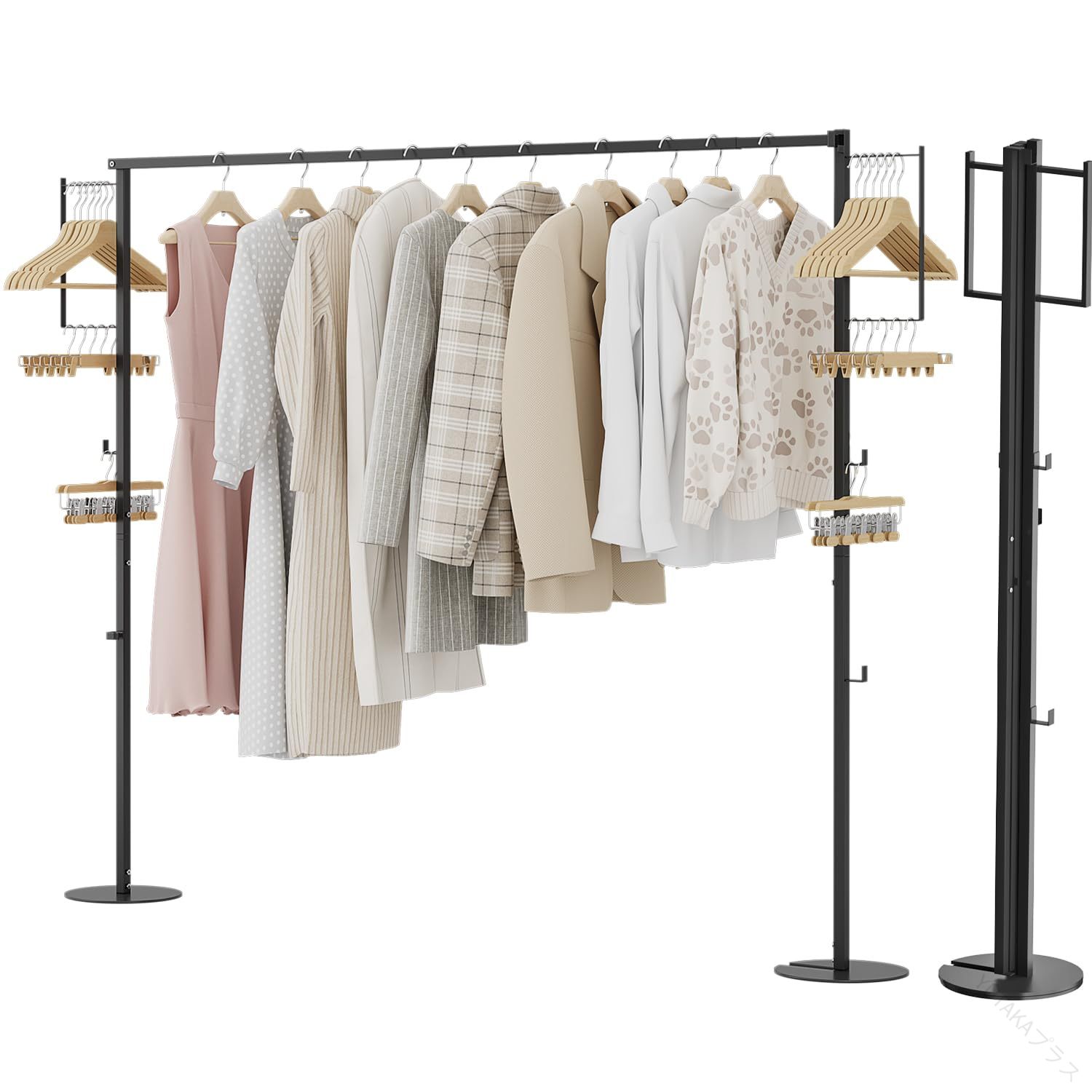 折り畳み 室内物干し 伸縮 省スペース 一時干し 洗濯物干し 収納ラック 布団干し 効率収納 花粉対策 梅雨対策 黄砂対策 組み立て簡単 コンコンパクト 広げるだけ たたむだけ