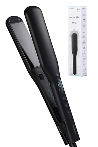 テスコム ヘアアイロン ストレートアイロン 45mm ワイド 120-200℃ 温度調整/ロック/メモリー 海外対応 自動OFF 開閉ロック 専