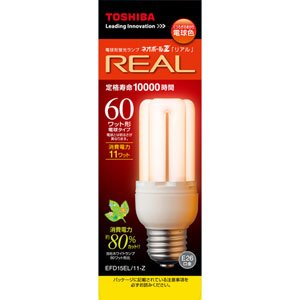 東芝 電球形蛍光灯 D15形・電球色ネオボールZリアル EFD15EL/11-Z EFD15EL/11-Z 口金直径26mm