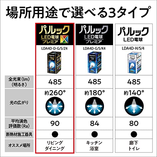 パナソニック パルック LED電球 口金直径26mm プレミアX 電球40形相当 昼光色相当(4.4W) 一般電球 空間全体を照らすタイプ(全方 [3]