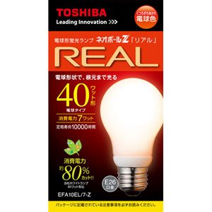 乐天商城 - 東芝 電球形蛍光灯 A10形・電球色ネオボールZリアル EFA10EL/7-Z EFA10EL/7-Z 口金直径26mm