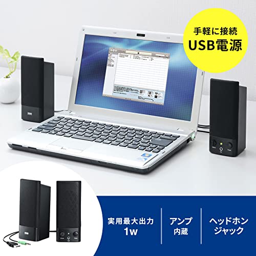 サンワサプライ(Sanwa Supply) USB電源マルチメディアスピーカー MM-SPL2NU3 黒