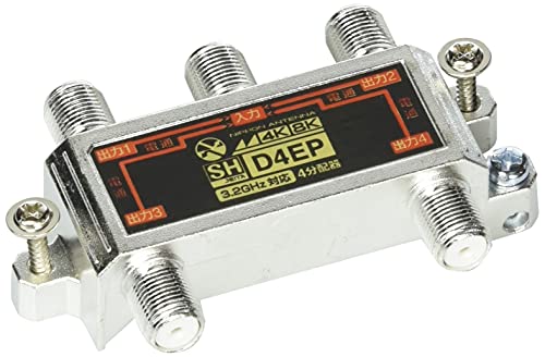 全端子電通型-/4分配器/D4EP-BP・Size:4分配器Style:全端子電通型・パッケージ個数:1・【特徴】FM、VHF、UHF、BS、CS3224MHzまで、CATV10~770MHz対応しています。・【特徴】亜鉛ダイカストケースを使用しているので、電波の漏洩や飛び込み防止に対応したシールド構造になっています。・【性能】分配損失:(222~770MHz)8.5dB、(770~3224MHz)9.8~15.0dB・【付属品】無し 【特記事項】RoHS指令対応FM、VHF、UHF、BS、CS3224MHzまで、CATV10~770MHz対応しています。