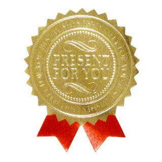 SG-4 レッドリボンプレゼントシール 100枚 { ギフト ラッピング 包装資材 おしゃれ かわいい バッグ シール カード }{ 子供会 景品 お祭り くじ...