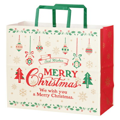 XCL-3P クラシカルクリスマスペーパーバッグ-3 ( 50枚 ) { クリスマス ラッピング 手提げ袋 紙袋 白 }{ ラッピング用品 包装 ギフト プレゼント 子供 景品 お土産 包装 イベント パーティー 子供会 }603[24J09]