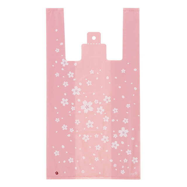 SKR-M さくらレジバッグ-M 100枚 { ギフト ラッピング 和柄 和風柄 おしゃれ ラッピング用品 袋 ラッピング袋 ビニール レジ袋 かわいい }60...