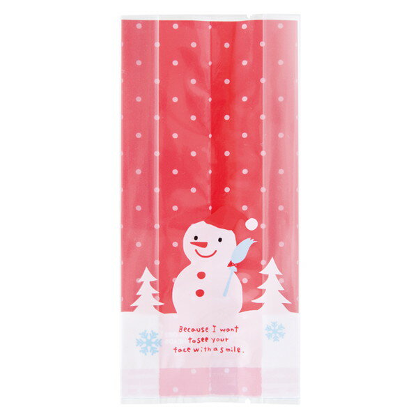 XSR-OB2 スノーマンスイーツパック/クリア-2 ( 100枚 ) { クリスマス ラッピング 袋 お菓子用 雪だるま 雪ダルマ 赤 }{ ラッピング用品 ...