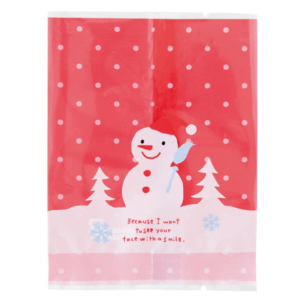XSR-OB4 スノーマンスイーツパック/クリア-4 ( 100枚 ) { クリスマス ラッピング 袋 お菓子用 雪だるま 雪ダルマ 赤 }{ ラッピング用品 ...