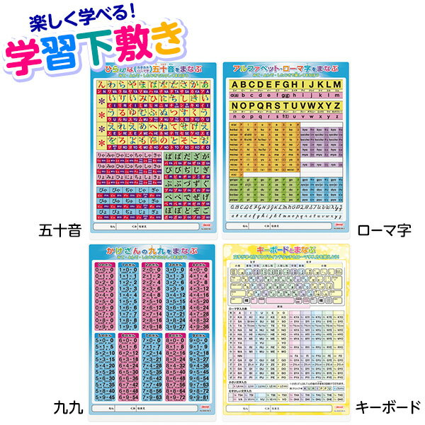 共栄プラスチック 学習下敷 B5 五十音 ローマ字 九九 キーボード{新入学文具 下敷き 小学生 入学 下じき したじき 下敷 やわらかい 学習 勉強} {新学期 文具 文房具} 405[22A12]