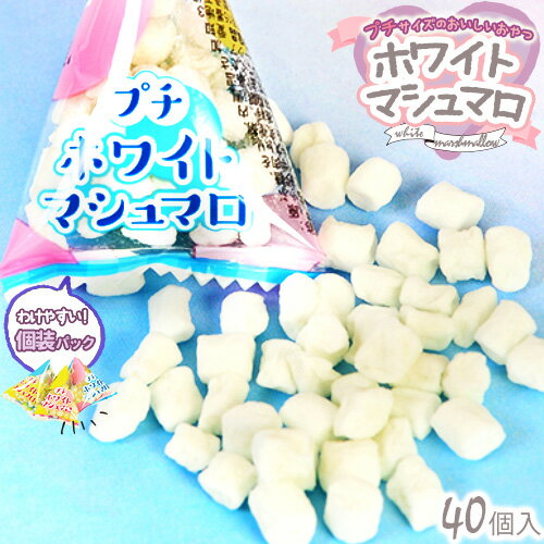 プチ ホワイトマシュマロ 40個装入 { 駄菓子 お菓子 マシュマロ テトラパック }{ 子供会 景品 お祭り くじ引き 縁日 販促 配布 夏祭り 幼稚園 保育園 問屋 }[23K01]