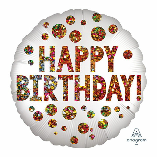 【1枚販売】 18インチ ラウンド サテンフューズド バースデー シークイン ANG41774 ( 1枚入 ) { 風船 バルーン メタリック }{ 風船 イベ...