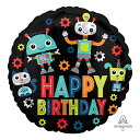 【1枚販売】 17インチ ラウンド バースデー ロボッツ ANG41794{風船 バルーン おしゃれ オシャレ かわいい カワイイ POP 風船 バルーン ロボ...
