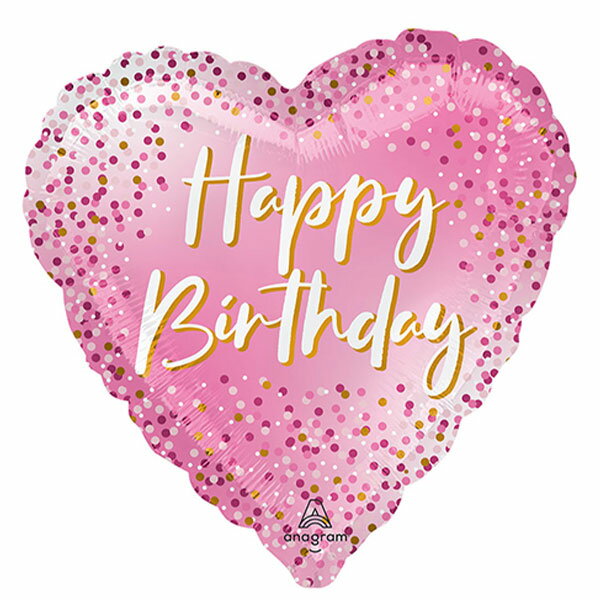 【1枚販売】 17インチ ハート ハッピーバースデースパークル ANG45932 ( 1枚入 ) { 風船 バルーン ハート ピンク 女の子 大人 }{ 風船 ...