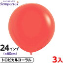 3枚 センペルテックス ラウンド 丸型 24インチ (約60cm) 単色 ファッション トロピカルコーラル { 風船 バルーン ゴム風船 無地 }{ イベント ...