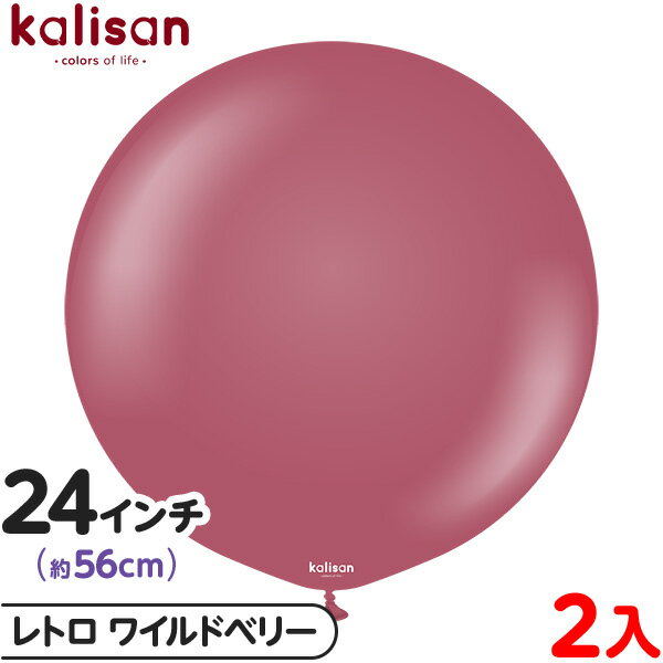 2枚 カリサン ラウンド 丸型 24インチ (約56cm) 単色 レトロ ワイルドベリー { 風船 バルーン ゴム風船 無地 イベント パーティー 装飾 飾り ...