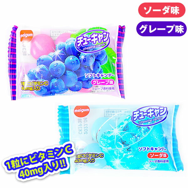 チューイングキャンディー 20個装入 { 駄菓子 明治 チューイング キャンディ グレープ ソーダ チューキャン }{ 子供会 景品 お祭り くじ引き 縁日 お菓子 }