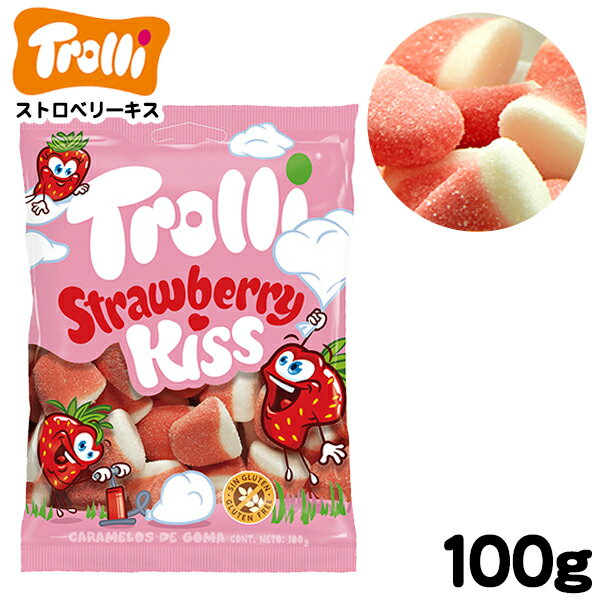 グミ Trolli トローリー ストロベリーキス 100g { 駄菓子 トローリ グミ 輸入 グミ ストロベリー キス いちご イチゴ かわいい ハロウィン }{ お菓子 おかし おやつ 輸入菓子 海外 人気 }[22F07]