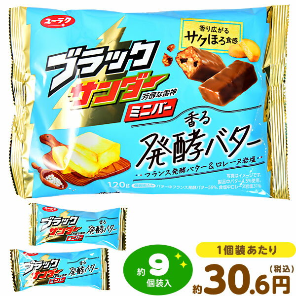 ユーラク(有楽製菓) ブラックサンダー ミニバー 香る発酵バター 120g(約9個装入) { 駄菓子 お菓子 チョコ チョコ菓子 限定 バター }{ 子供会 景品 人気 子供 お祭り 縁日 イベント くじ引き 福引き おかし おやつ 配布 }108[23L29]のサムネイル