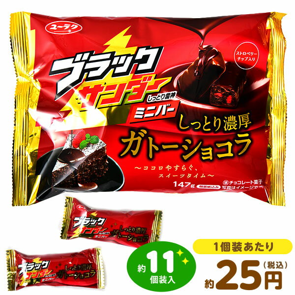 ユーラク 有楽 ブラックサンダー ミニバー しっとり濃厚 ガトーショコラ 147g(約11個装入) { 駄菓子 お菓子 限定 チョコ チョコスナック }{ お菓子 おかし おやつ 景品 お祭り 縁日 問屋 子供会 詰め合わせ まとめ買い パーティー イベント 配布 }107[24A06]