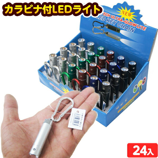 カラビナ付 LEDライト 24個装入 不良返品不可{ 光るおもちゃ ライト LED 小型 キーライト カラビナ キーホルダー アウトドア 防災 防犯 }{ 光るおもちゃ 景品 光る おもちゃ お祭り 縁日 問屋 子供 子供会 自治会 ぴかぴか ピカピカ フラッシュ }238[24D22]