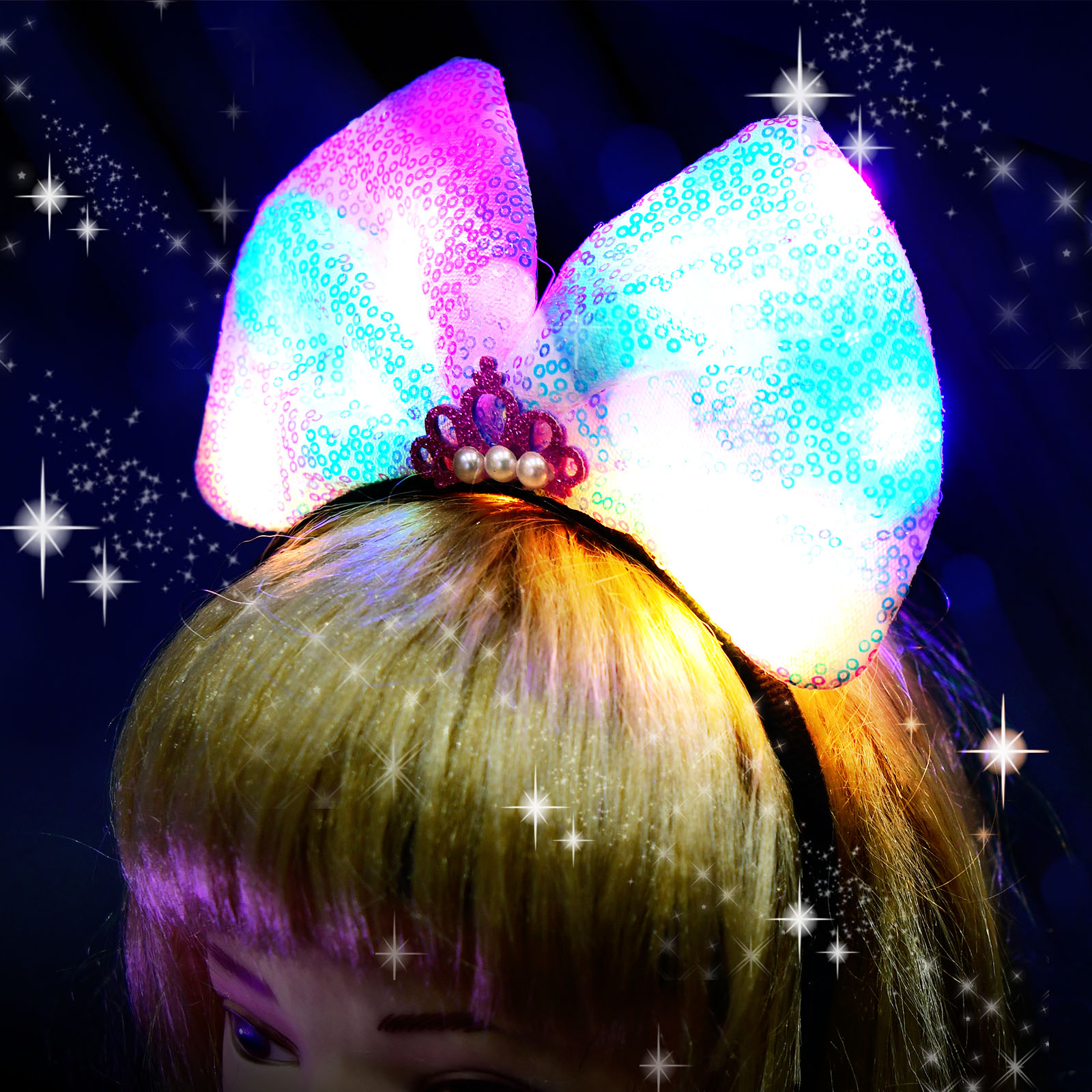 光る！ スパンコール カチューシャ 光るおもちゃ 不良返品不可{ ひかるおもちゃ 光るオモチャ 大量 セット 祭り 問屋 屋台 アクセサリー }{ 景品 光る おもちゃ お祭り 縁日 子供 子供会 }238[25K08] 3