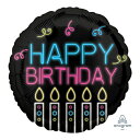 1枚売 17インチ ラウンド ネオン バースデー ANG41787 【送料無料 ポスト投函】{ イベント パーティー 装飾 飾り 誕生日 バースデー お祝い デ...