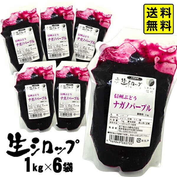 【かき氷シロップ 天然】ナガノパープル 1kg×6袋入 果実感たっぷり ほんものの味 生シロップ { 子供会 お祭り 縁日 }{ ぶどう ブドウ 葡萄 グレープ かき氷 カキ氷 かきごおり シロップ 氷屋 削氷 業務用 氷みつ }154[23C30] 送料無料(※沖縄・離島発送不可) 1