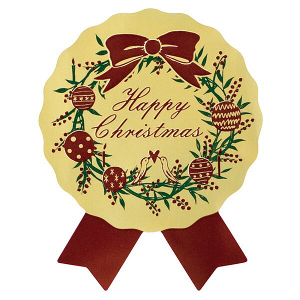 XHC-1S ハッピークリスマスリボン型シール 100枚 { ラッピング用品 包装 ギフト プレゼント 子供 景品 お土産 包装 イベント パーティー 子供会 ...