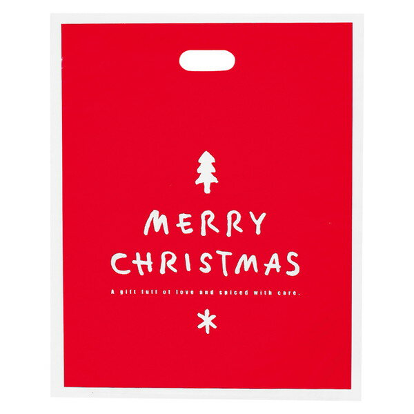 XR-2 シンプルクリスマスPEバッグ-2 ( 50枚 ) { ラッピング用品 包装 ギフト プレゼント 子供 景品 お土産 包装 イベント パーティー 子供会 }{ クリスマス ラッピング 手提げ袋 ビニールバッグ 赤 }603[23J05]